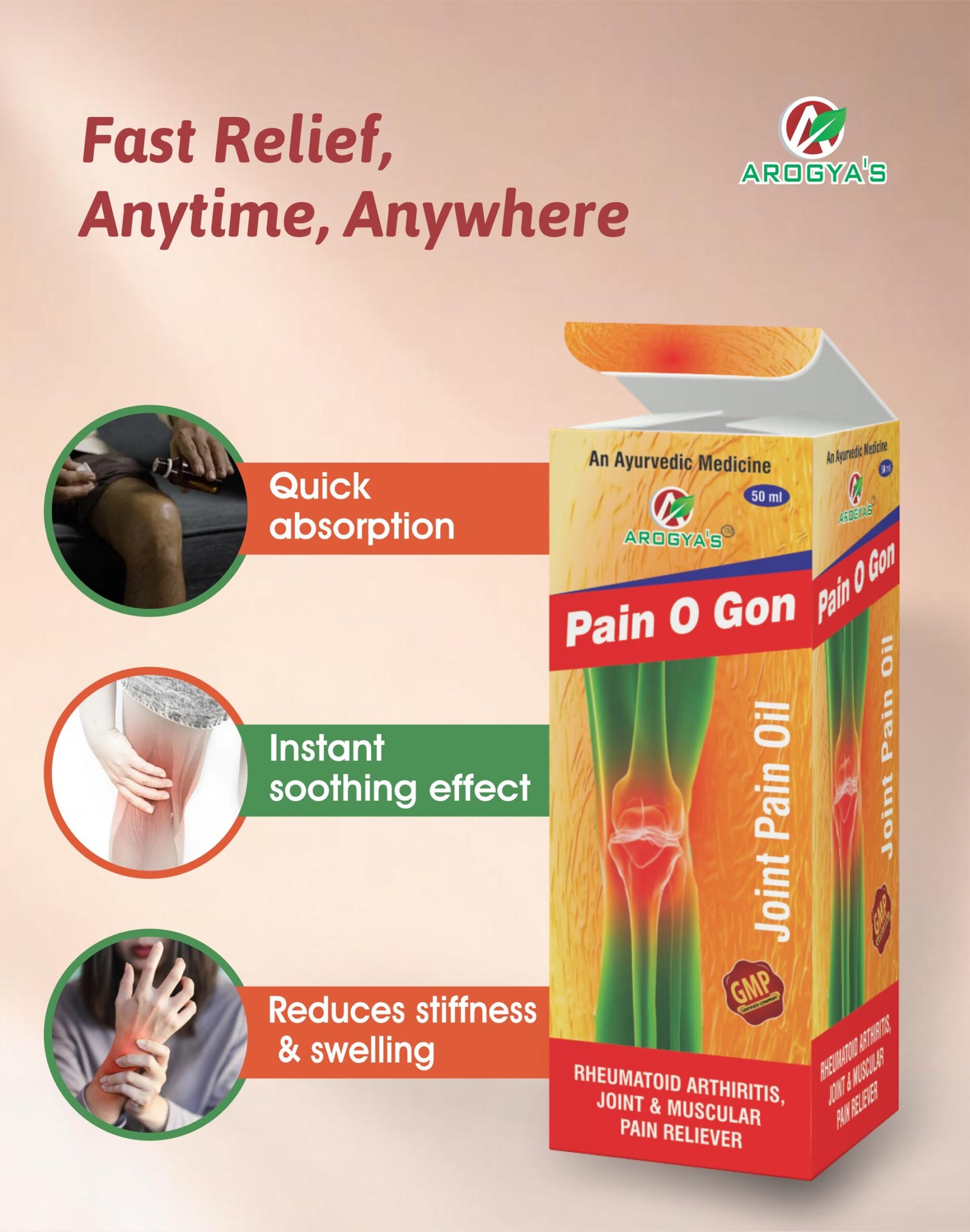 Pain-O-Gon Oil | 60 ml Packaging | Arthritis | Joint Pain | Injury - Image 3
