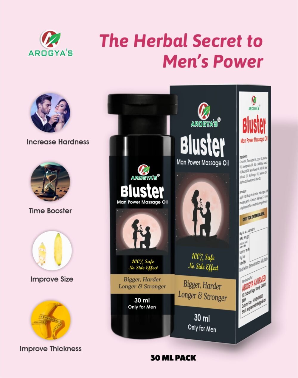 Bluster Massage Oil | 30 ml | Sexual | Timing | Hardness